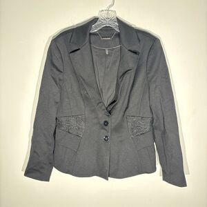 WHITE HOUSE BLACK MARKET SIGNATURE LACE Black BLAZER JACKET SIZE 14P